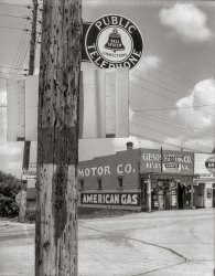 June 1935. "Highway corner. Reedsville, West Virginia." 8x10 inch nitrate negative by Walker Evans for the Resettlement Administration. View full size.