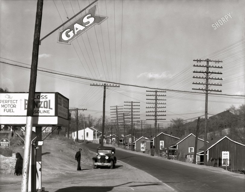 December 1935. "Alabama miners' houses near Birmingham." 8x10 inch nitrate negative by Walker Evans for the Resettlement Administration. View full size.
