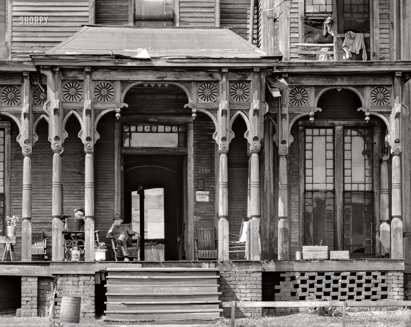 March 1936. "Detail of boardinghouse. Birmingham, Alabama." 8x10 inch nitrate negative by Walker Evans for the U.S. Resettlement Administration. View full size.
