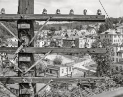 June 1935. "Mining towns and camps in the Scotts Run area. View of Morgantown, West Virginia." 8x10 negative by Walker Evans for the Farm Security Administration. View full size.