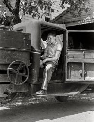 From around 1940 comes this snapshot of a young man in a truck with West Virginia plates -- one of thousands of 35mm negatives in the FSA/OWI archive at the Library of Congress with no caption or photographer information. Why so glum, chum? View full size.