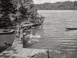 July 1942. "Florence, Alabama. Swimming at a Boy Scout camp." Acetate negative by Jack Delano for the U.S. Foreign Information Service. View full size.