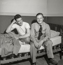 May 1942. Parris Island, South Carolina. "Instructors at leisure after a full day at the U.S. Marine Corps glider detachment training camp." From photos by Alfred Palmer and Pat Terry for the Office of War Information. View full size.