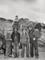 October 1942. "Butte, Montana. 'Salvage for Victory.' Truck crew on scrap salvage day." Acetate negative by Russell Lee for the Office of War Information. View full size.