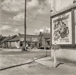February 1943. "Daytona Beach, Florida, street scene." Photo by Gordon Parks for the Office of War Information; Photobomb by Humphrey Bogart. View full size.