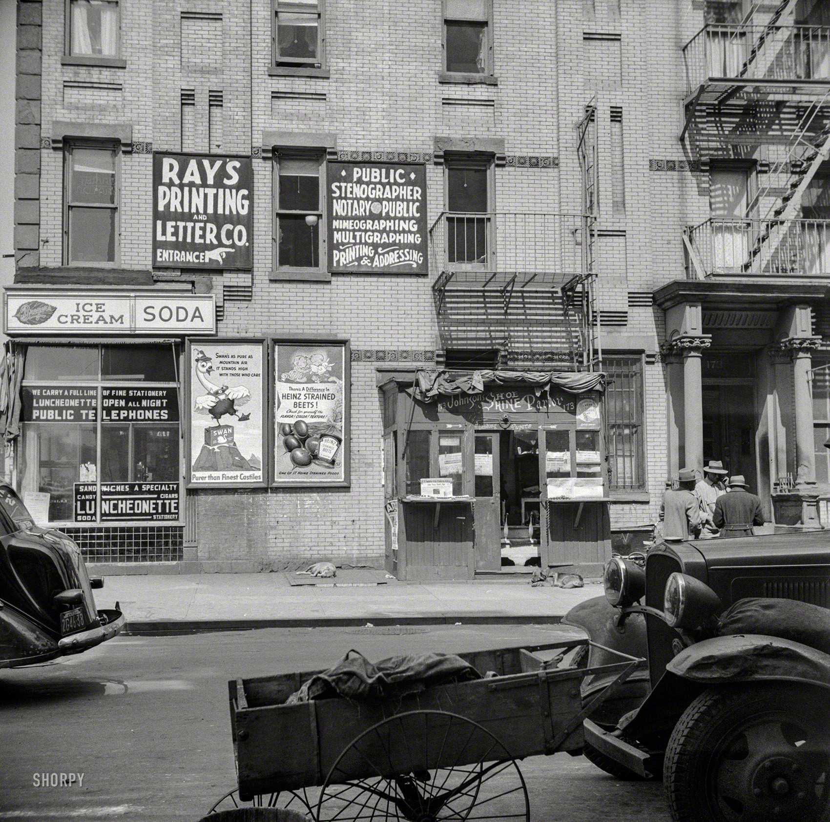 April 1943. "New York, New York. Scene in Harlem area." Medium format negative by Gordon Parks for the Office of War Information. View full size.