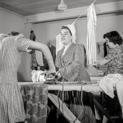 June 1943. Arlington County, Va. "Arlington Farms, war duration residence halls. Laundry room in Idaho Hall." Photo by Esther Bubley. View full size.