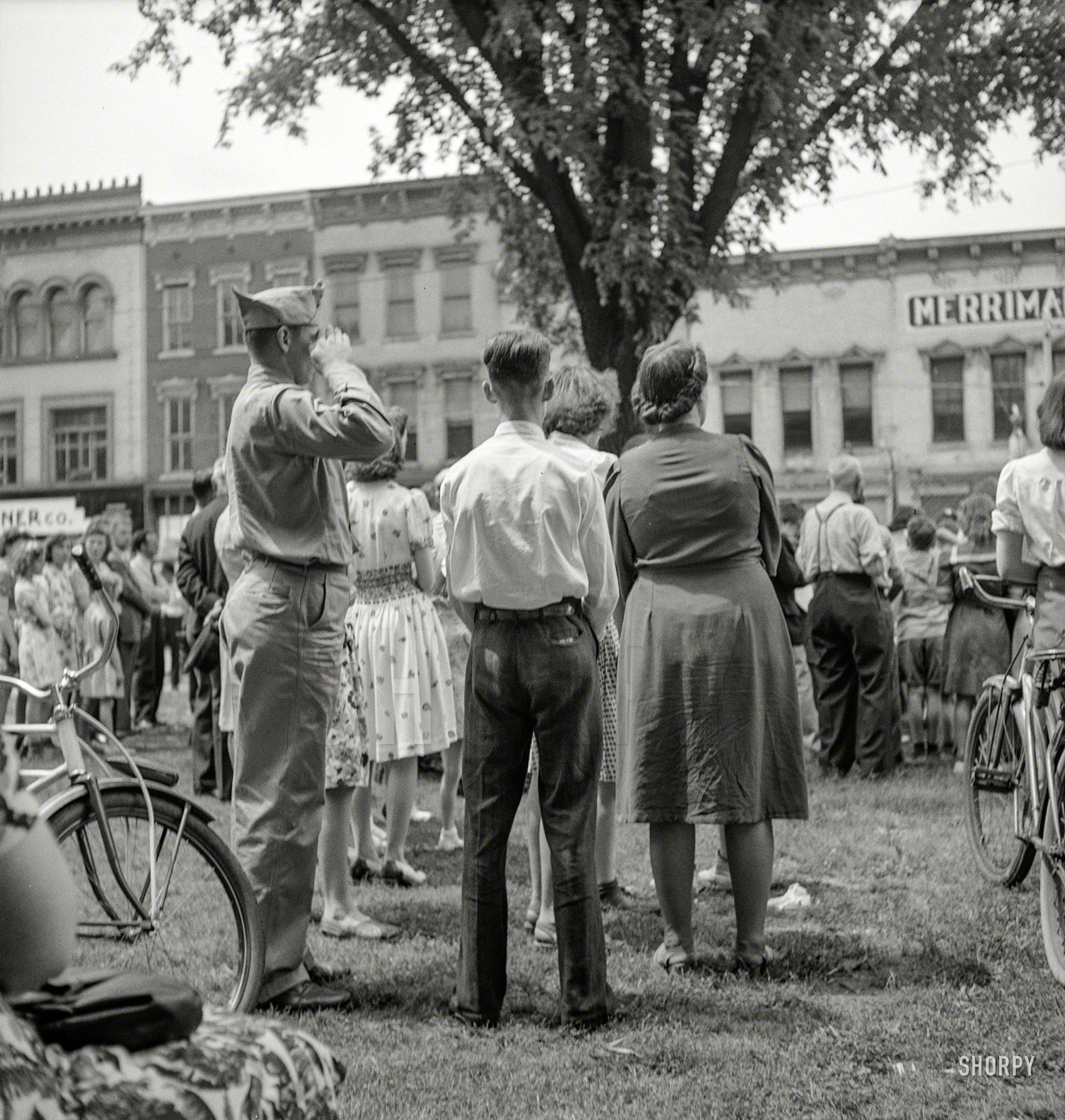May 31, 1943. "Gallipolis, Ohio. Soldier at Decoration Day ceremonies." Photo by Arthur Siegel for the Office of War Information. View full size.