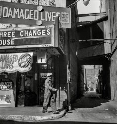&nbsp; &nbsp; &nbsp; &nbsp; Now playing at Knoxville's Roxy Theater: "Damaged Lives," an exploitation flick whose subject was venereal disease.
"Knoxville, Tenn., ca. 1941. Miscellaneous lot of photographs by Barbara Wright related to Tennessee Valley Authority projects and region." View full size.