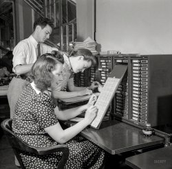 June 1942. "United States Office of Defense Transportation system of port control and its traffic channel control. Washington, D.C." Analog records at your fingertips. Photo by Albert Freeman, Office of War Information. View full size.