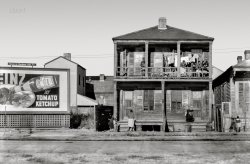January 1936. "Negro house in New Orleans, Louisiana." 8x10 inch nitrate negative by Walker Evans for the U.S. Resettlement Administration. View full size.