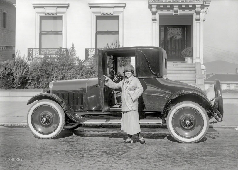San Francisco circa 1925. "Oakland 6 Coupe." Ladder optional at extra cost. 5x7 glass negative by Christopher Helin. View full size.
