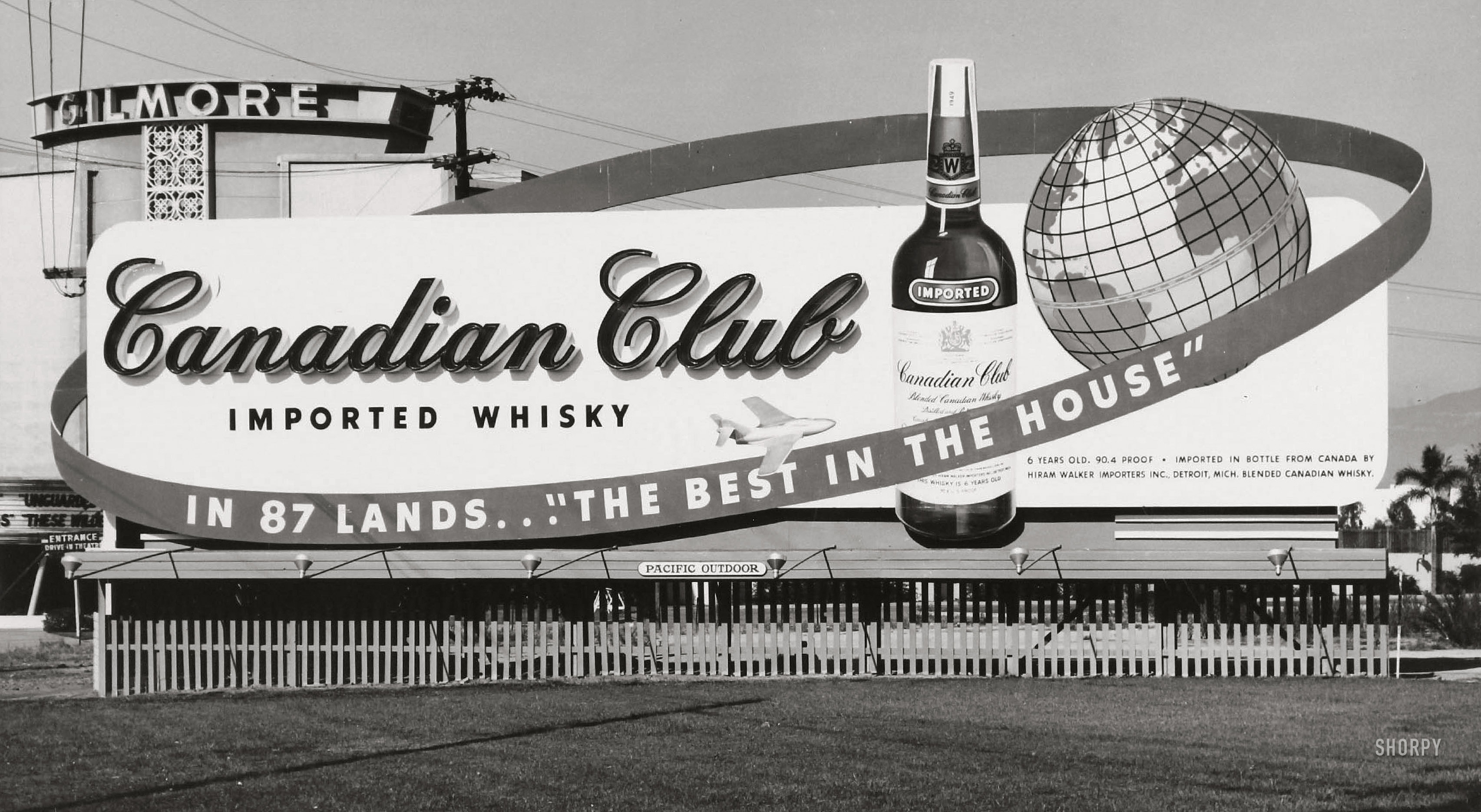 Los Angeles circa 1956. "Canadian Club imported whisky -- In 87 lands, the best in the house." No. 4 in a series of billboard photos from the files of Pacific Outdoor Advertising.  View full size.