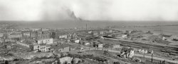 Duluth, Minnesota, circa 1898. "General view from bluffs." Panorama of two 8x10 inch glass negatives, Detroit Publishing Company. View full size.