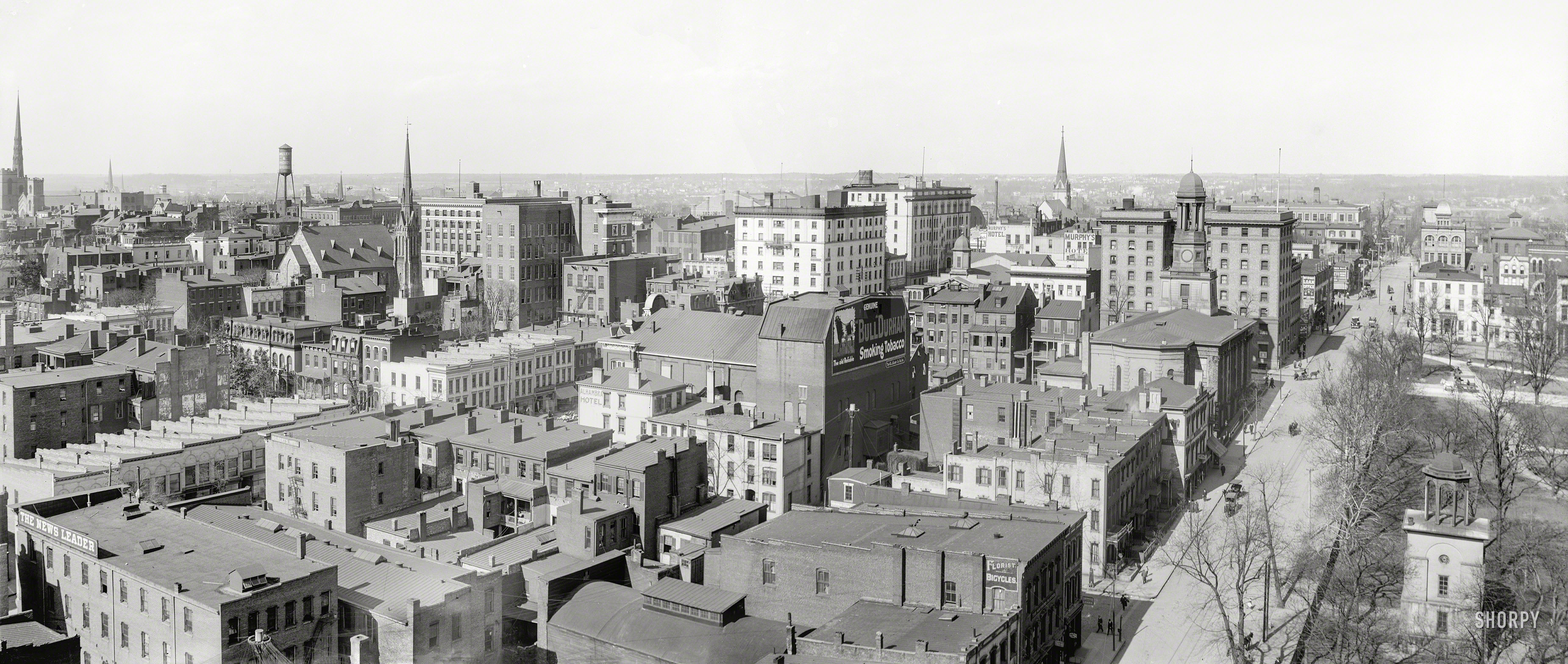 The Old Dominion circa 1912. "Richmond, Virginia, panorama." Made from two 8x10 inch glass negatives. Detroit Publishing Company. View full size.