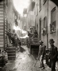 New York, 1888. "Bandits' roost, 59½ Mulberry Street (Mulberry Bend)." Gelatin silver print from a glass negative by the social reformer Jacob Riis (1849-1914). View full size.