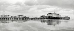 Toledo, Ohio, circa 1907. "Walbridge Park Annex -- Casino, boardwalk and roller coaster on Maumee River." Panorama of two 8x10 glass negatives. View full size.