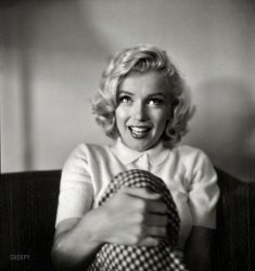 Marilyn Monroe in 1953 at the Banff Springs Hotel while in Canada to film River of No Return. Photo by John Vachon for Look magazine.  View full size.