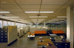 1956. "IBM Manufacturing and Administrative Center, Rochester, Minn. Eero Saarinen, architect." Kodachrome by Balthazar Korab. View full size.
