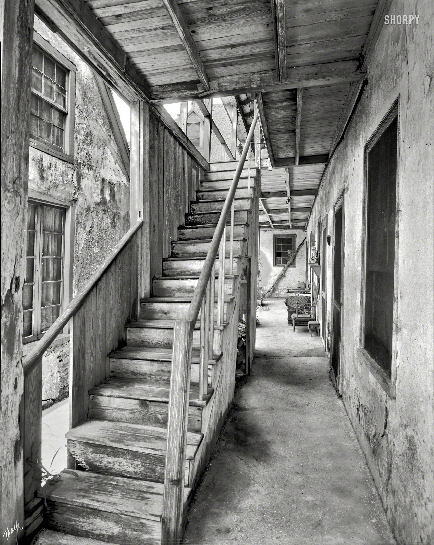 Circa 1936. "Ximenez-Fatio House, St. Augustine, Florida. Dr. Chatelain's photographs, P.A. Wolfe, photographer." From Frances Benjamin Johnston's work for the Carnegie Survey of Architecture of the South. View full size.
