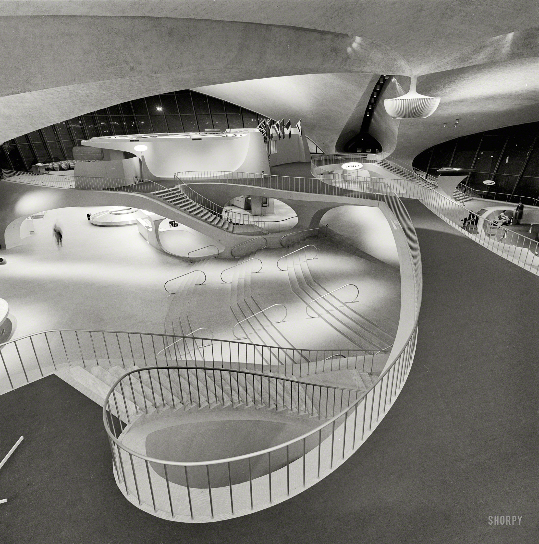 Circa 1964. "Trans World Airlines Terminal. Idlewild Airport, Queens, New York." Acetate negative by Balthazar Korab (1926-2013), Hungarian-born architectural photographer who documented the work of Eero Saarinen. View full size.