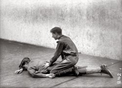Washington D.C., 1912. Illustrating something from the Boy Scout training manual or possibly the 842nd verse of the Kama Sutra. Either way, heavily influenced by Indian lore. Harris & Ewing glass negative. View full size.