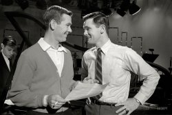 Talk host Johnny Carson and his brother Dick, who directed the "Tonight" show, in New York in 1962. From photos taken for "Johnny Carson: Nighthood's New Prince," an article in the April 23, 1963, issue of Look magazine. View full size.