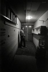 1965. "Entertainer Johnny Carson working on the Tonight Show. Includes Carson standing backstage." From photos taken for the Look magazine article "Johnny Carson, the Prince of Chitchat, Is a Loner." View full size.