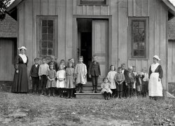 November 1908. High Shoals, North Carolina. "St. Johns Mission School. 'Not supported by the Mill company, but we are always on good terms with them,' said the Sister in charge. Supported by the Episcopal Church. Average attendance 15." Photo by Lewis Wickes Hine. View full size.
