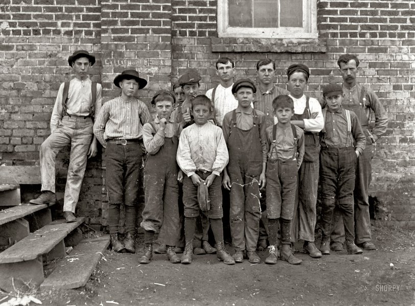 December 21, 1908. Newton, North Carolina. "More youngsters in Newton Cotton Mills. Out of 150 employees there were 20 of these boys and girls." Photograph by Lewis Wickes Hine. View full size.
