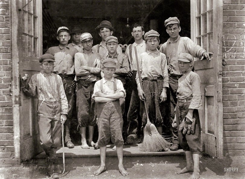May 1912. "Some of the boys working in the Saxon Mill. Spartanburg, South Carolina." Photo by Lewis Wickes Hine. View full size.
