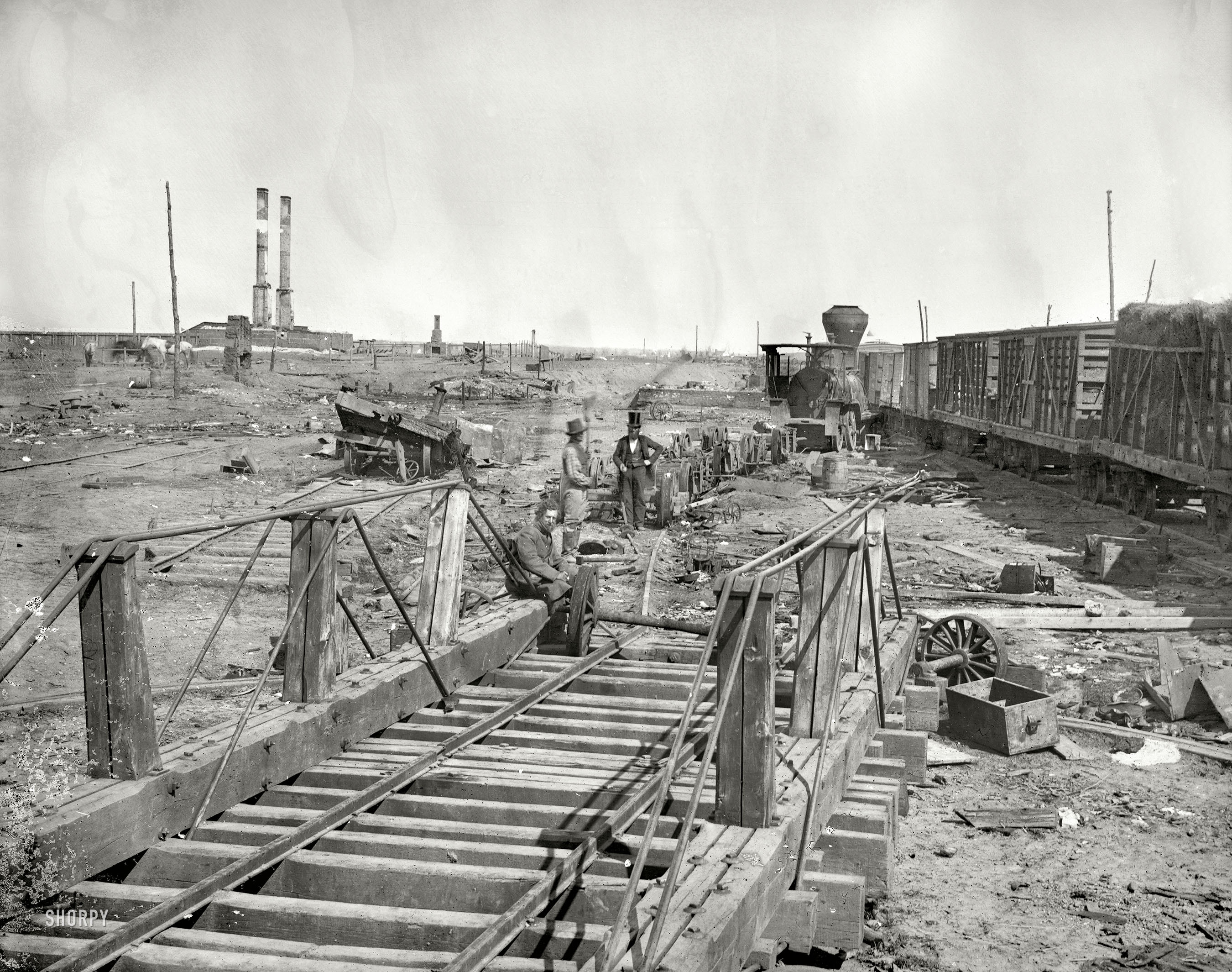 March 1862. "Manassas, Va. Orange & Alexandria Railroad wrecked by retreating Confederates." Wet plate glass negative by George N. Barnard. View full size.