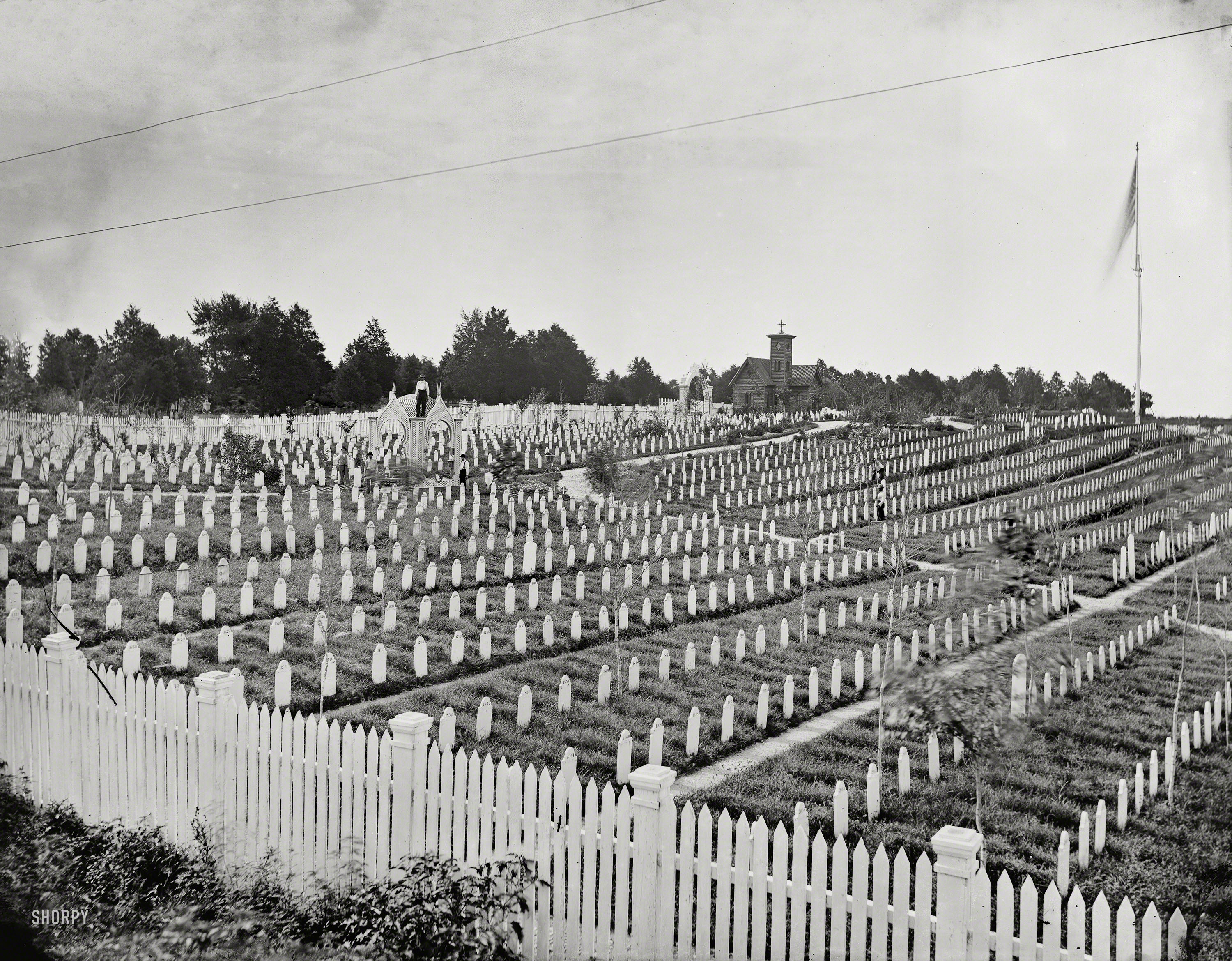 Circa 1865. "Alexandria, Virginia, Soldiers' Cemetery." When the Civil War ended for these men: In 1861, 62, 63, 64 and 65. Wet plate negative. View full size.