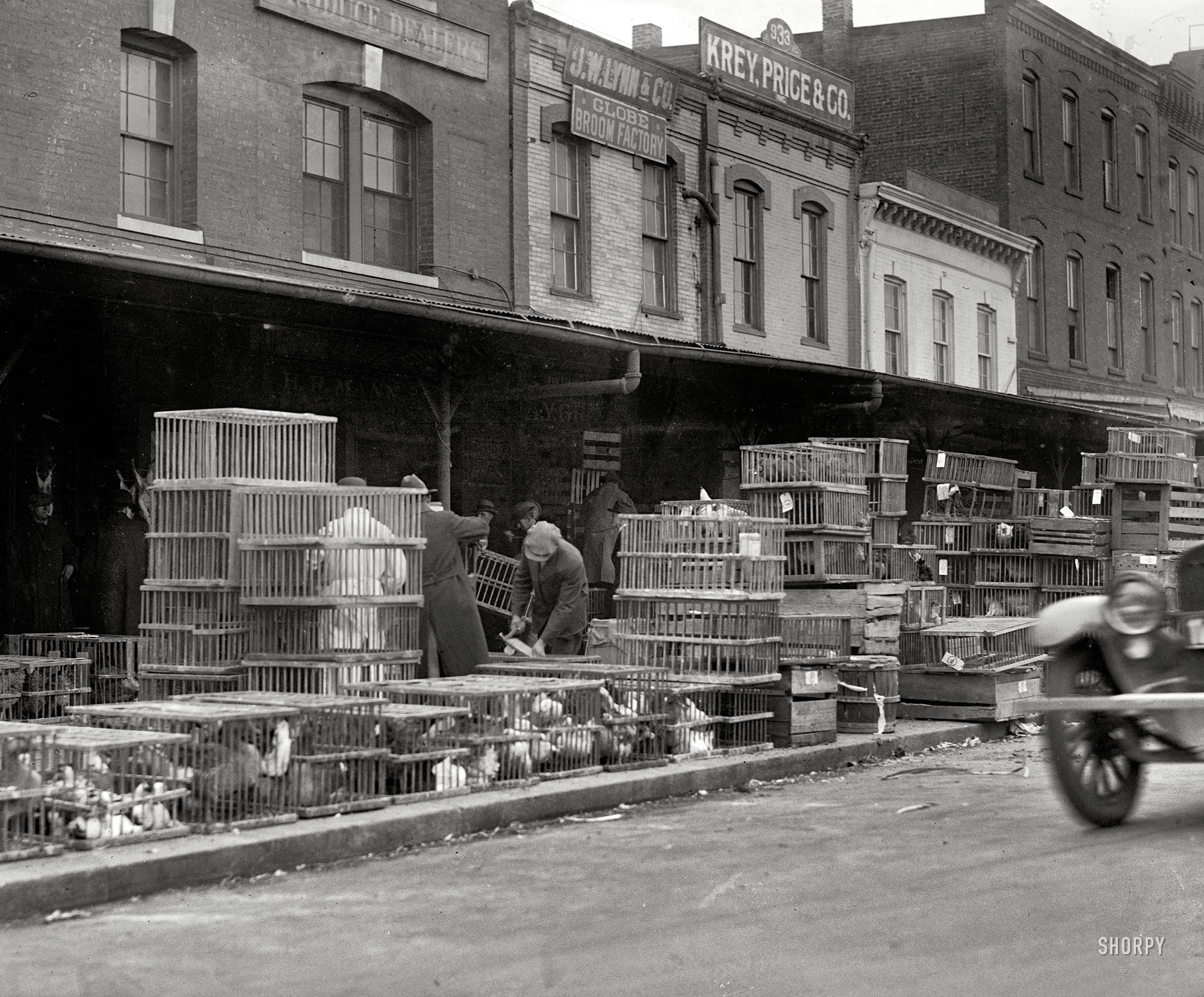 Washington, D.C., 1923. "Louisiana Avenue market." And our second glimpse of the Globe Broom Factory. National Photo glass negative. View full size.