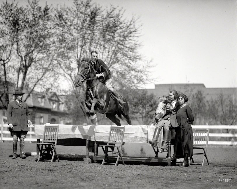April 24, 1923. Washington, D.C. "Canadian horseman Jack Prestage on his thoroughbred Tipperary." National Photo glass negative. View full size.