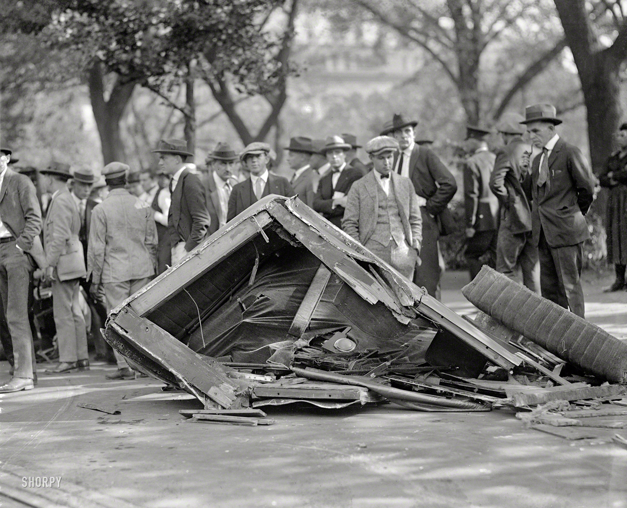 Washington, D.C., 1923. "Asst. P.M.G. Bartlett's car." Assistant Postmaster General John Bartlett survived; his car, also seen here, did not. View full size.