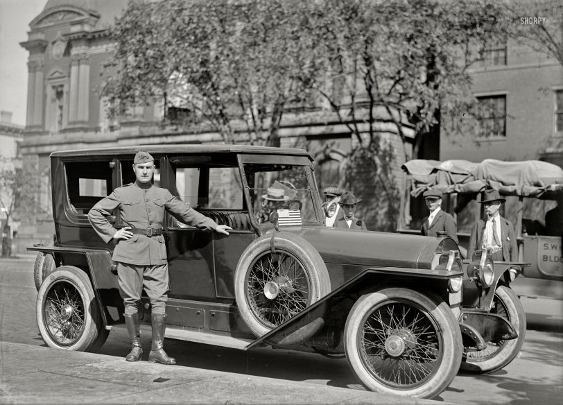 Washington, D.C., 1918. "Pershing, John J., General, U.S. Army -- his chauffeur." Harris &amp; Ewing Collection glass negative. View full size.
