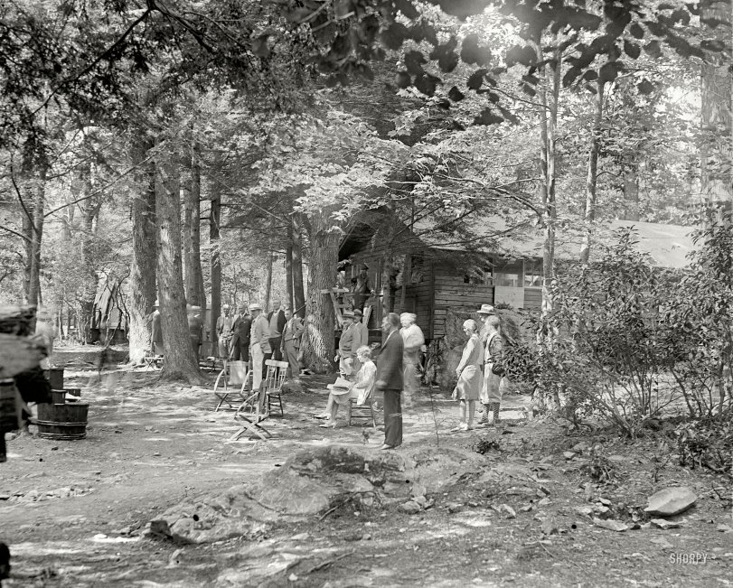 August 17, 1929. "Hoover camp on the Rapidan." President Herbert Hoover's rustic retreat in Madison County, Virginia, on the Rapidan River in Shenandoah National Park. National Photo Company glass negative. View full size.
