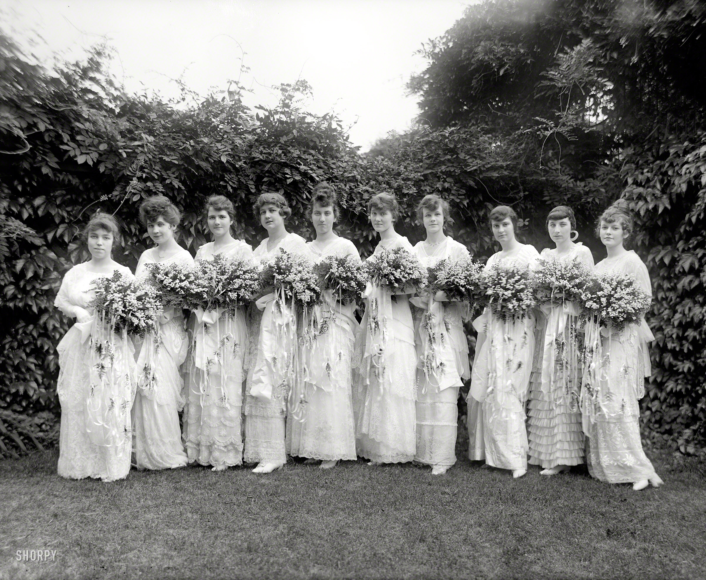 Vermont wedding? Not quite. "Belcourt Seminary graduating class." The Washington, D.C., girls' finishing school circa 1918. View full size.
