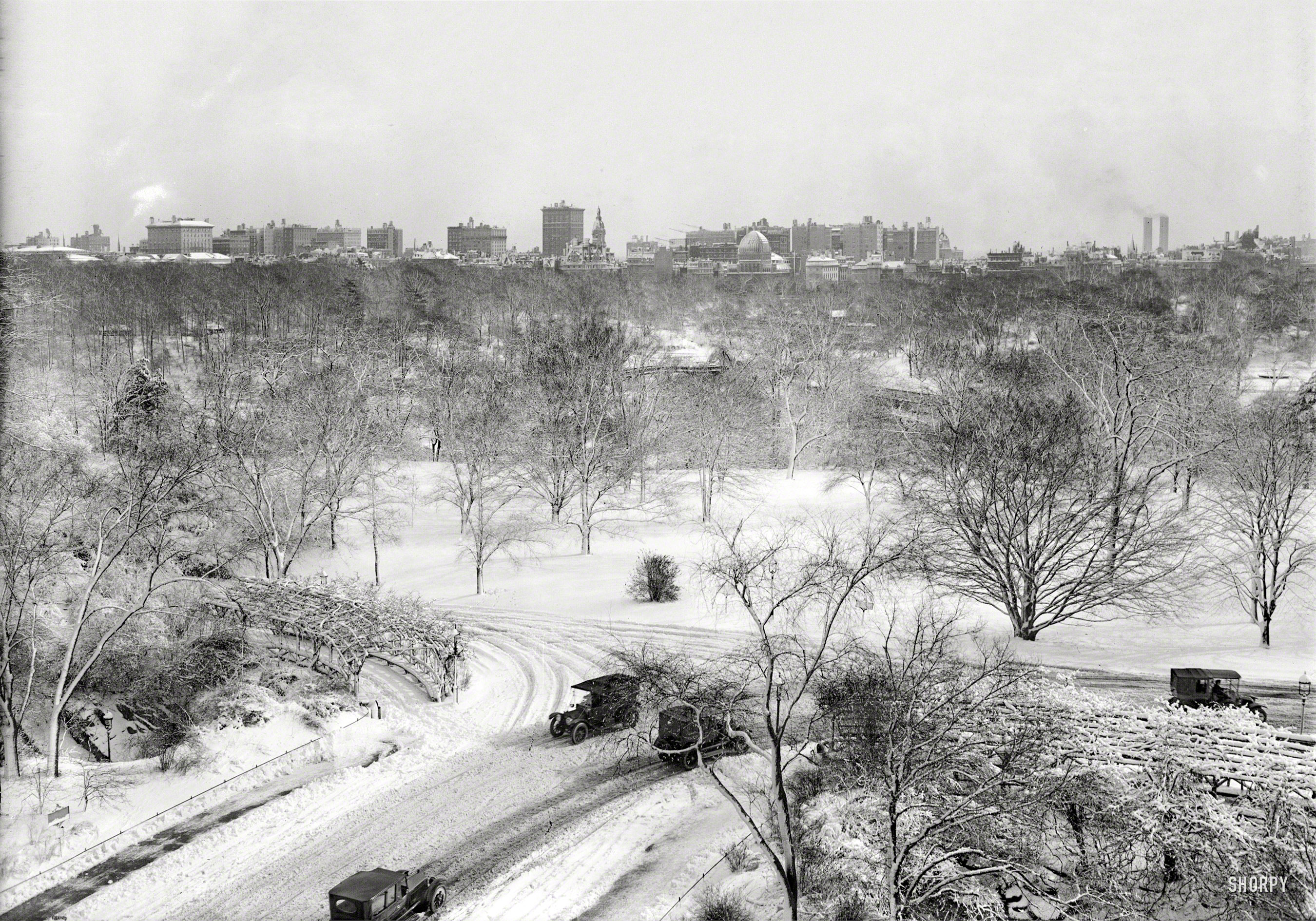 Dec. 14, 1915. "New York. Central Park at 72nd Street after blizzard." 5x7 glass negative, George Grantham Bain Collection. View full size.