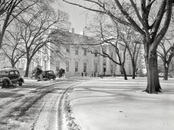 Nov. 25, 1938. For those of us who can't get enough of the white stuff: "Washington was digging itself out of 8 inches of snow today, the first snowstorm of winter. The scene at the White House." Harris & Ewing photo. View full size.