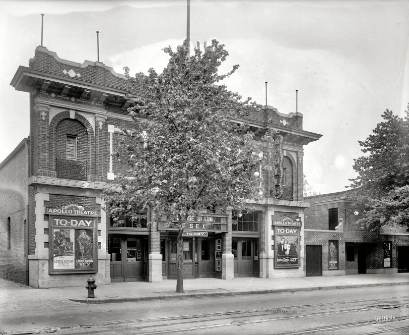 Washington, D.C., circa 1920. "Crandall's Apollo Theatre." Now playing: Louise Glaum in "Sex." National Photo Company glass negative. View full size.
