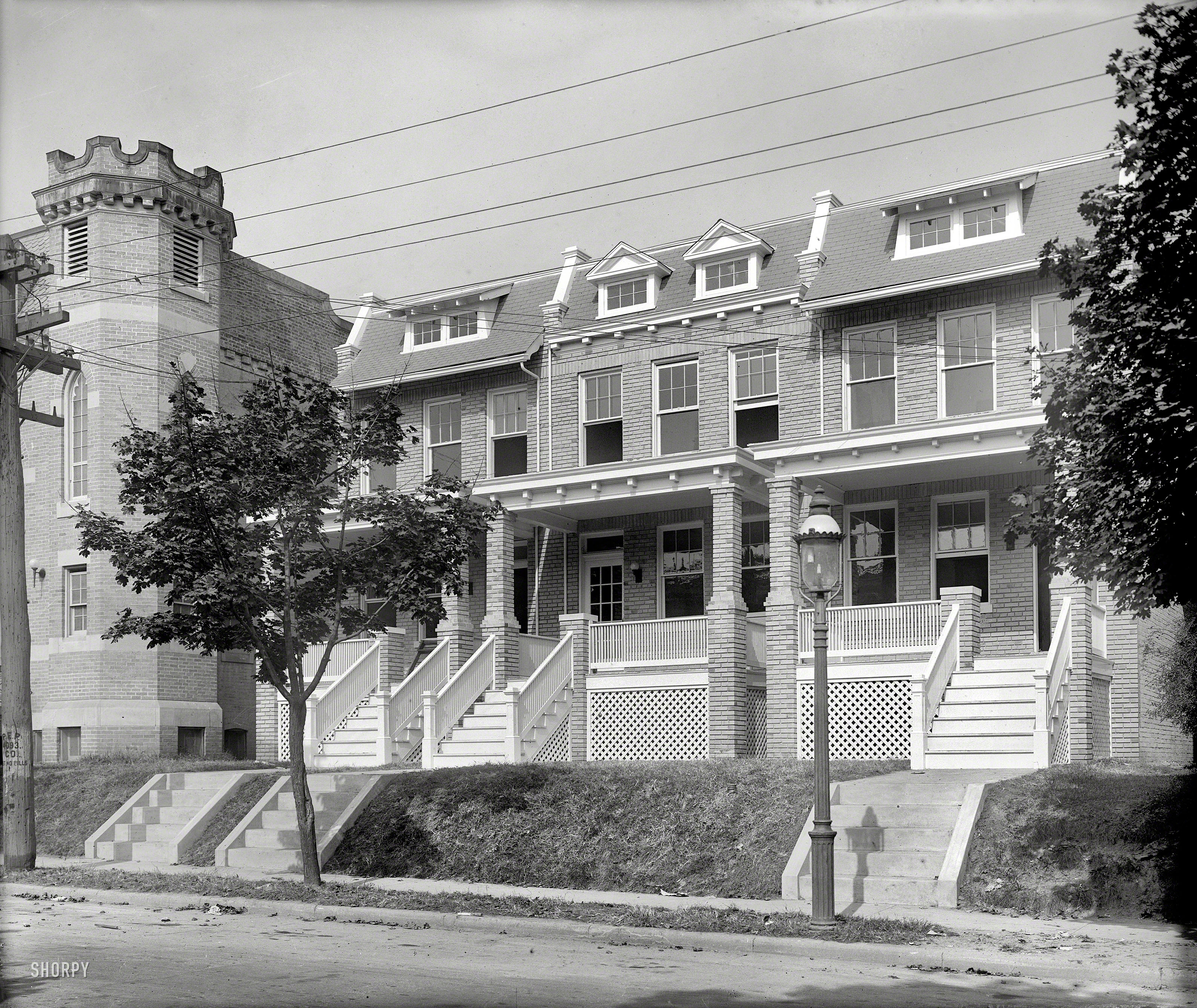 Washington, D.C., circa 1920. "551-53-55 Randolph St. N.W." We'll take the one next to the castle. National Photo Company glass negative. View full size.