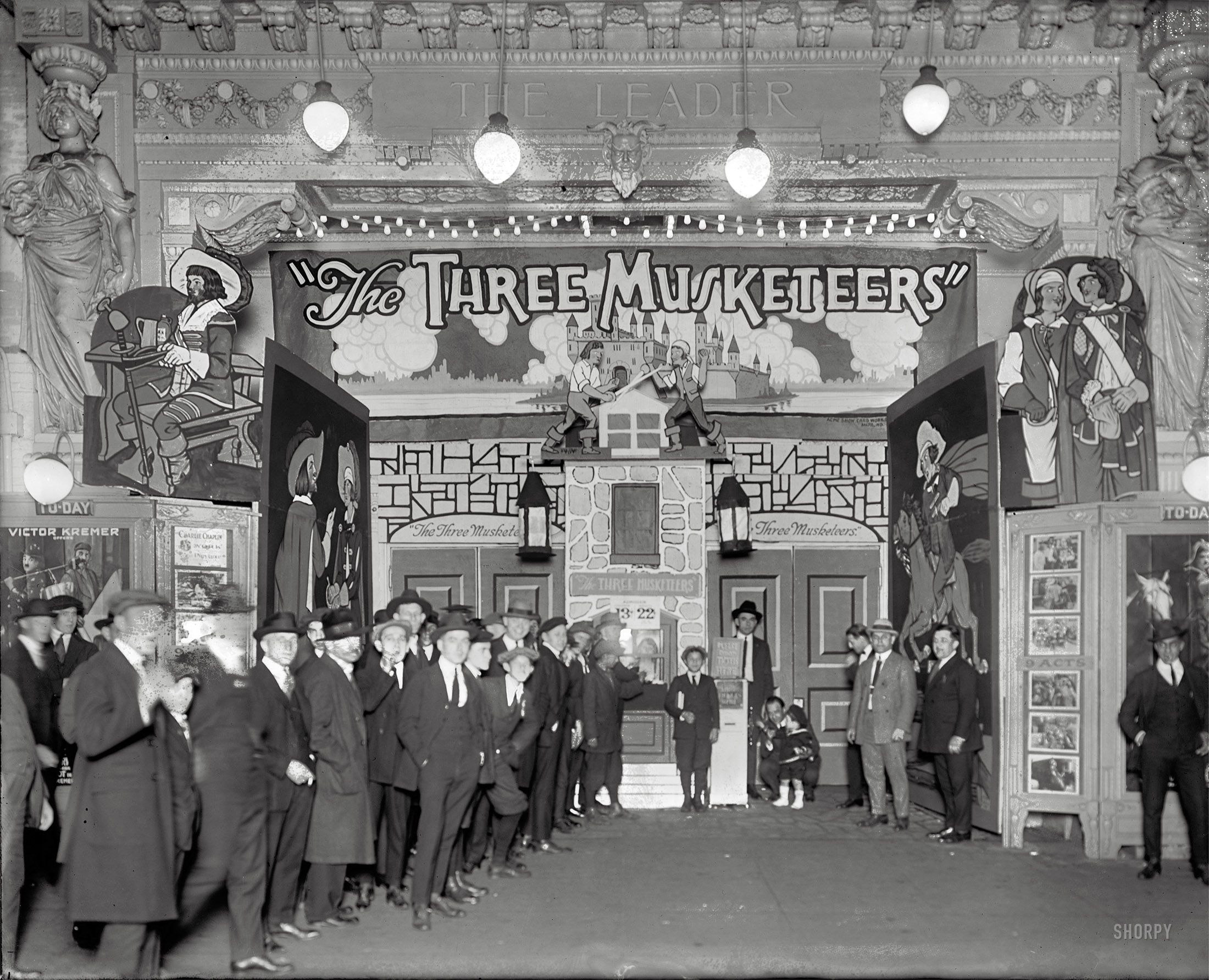 Washington, D.C., October 1921. "Lust's Leader Theater." Now playing: "The Three Musketeers." National Photo Company glass negative. View full size.