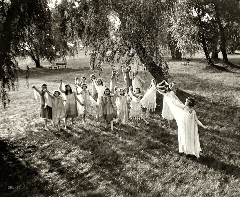 Washington, D.C., circa 1924. "Dancers." Damsels diaphanously draped, at one with nature. Harris &amp; Ewing Collection glass negative. View full size.
