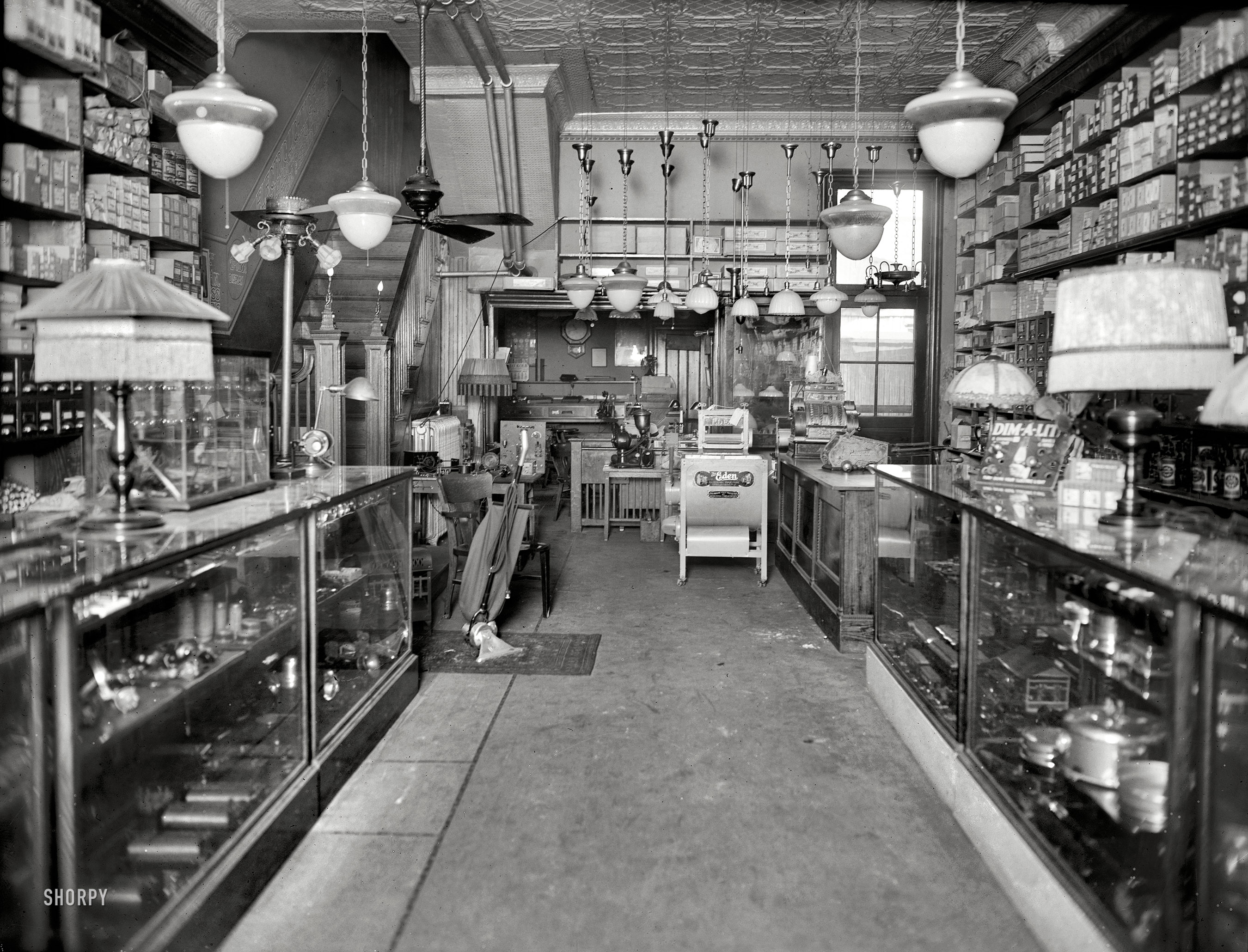 Washington, D.C., circa 1923. "Geo. W. Parezo electric shop, interior." Our fourth glimpse at the Parezo electrical supply store on Ninth Street. View full size.
