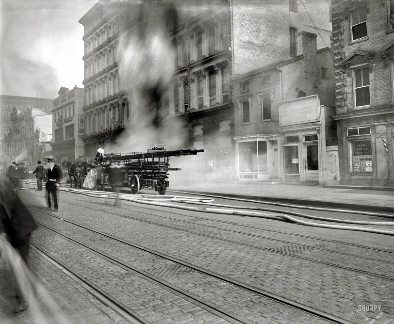 May 18, 1913. Washington, D.C. "U.S. Geological Survey fire, F Street N.W." The blaze was largely confined to the basement. National Photo Co. View full size.
