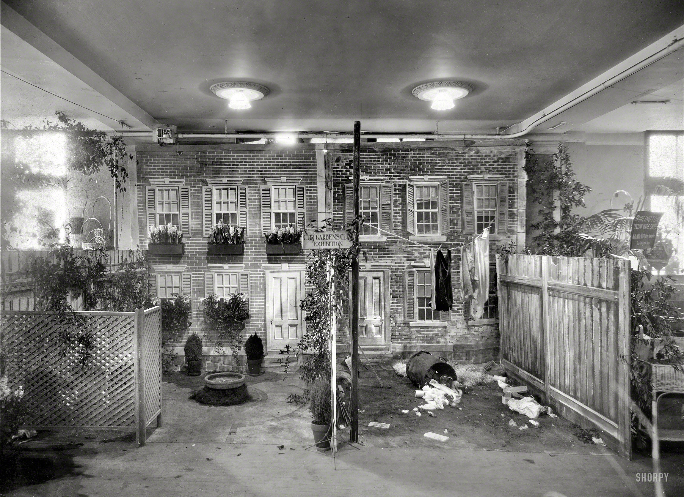 &nbsp; &nbsp; &nbsp; &nbsp; Before Urban Renewal, there was the Hyacinth Window Box.
March 1921. "City Gardens Club of New York exhibit at the International Flower Show, Grand Central Palace." From the Home Improvement issue of Better Hovels & Gardens. Gelatin silver print by Frances Benjamin Johnston. View full size.