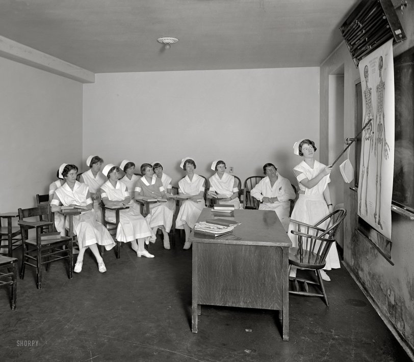 Washington, D.C., circa 1925. "Homeopathic Hospital." And the leg bone's connected to the knee bone ... National Photo Co. glass negative. View full size.