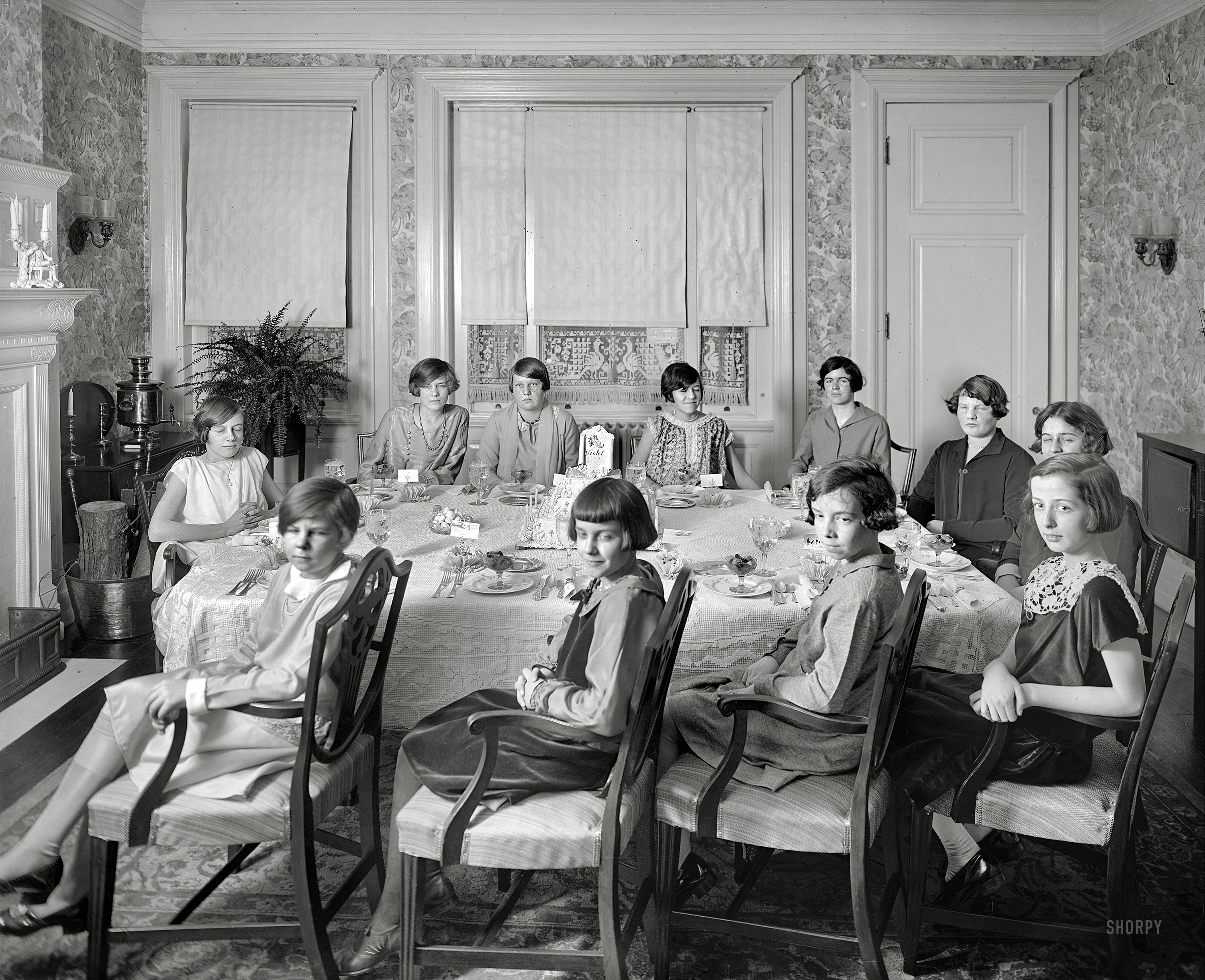 Washington, D.C., circa 1926. "Mrs. Gardner Orme group," a.k.a. the Little Foxes. National Photo Company Collection glass negative. View full size.